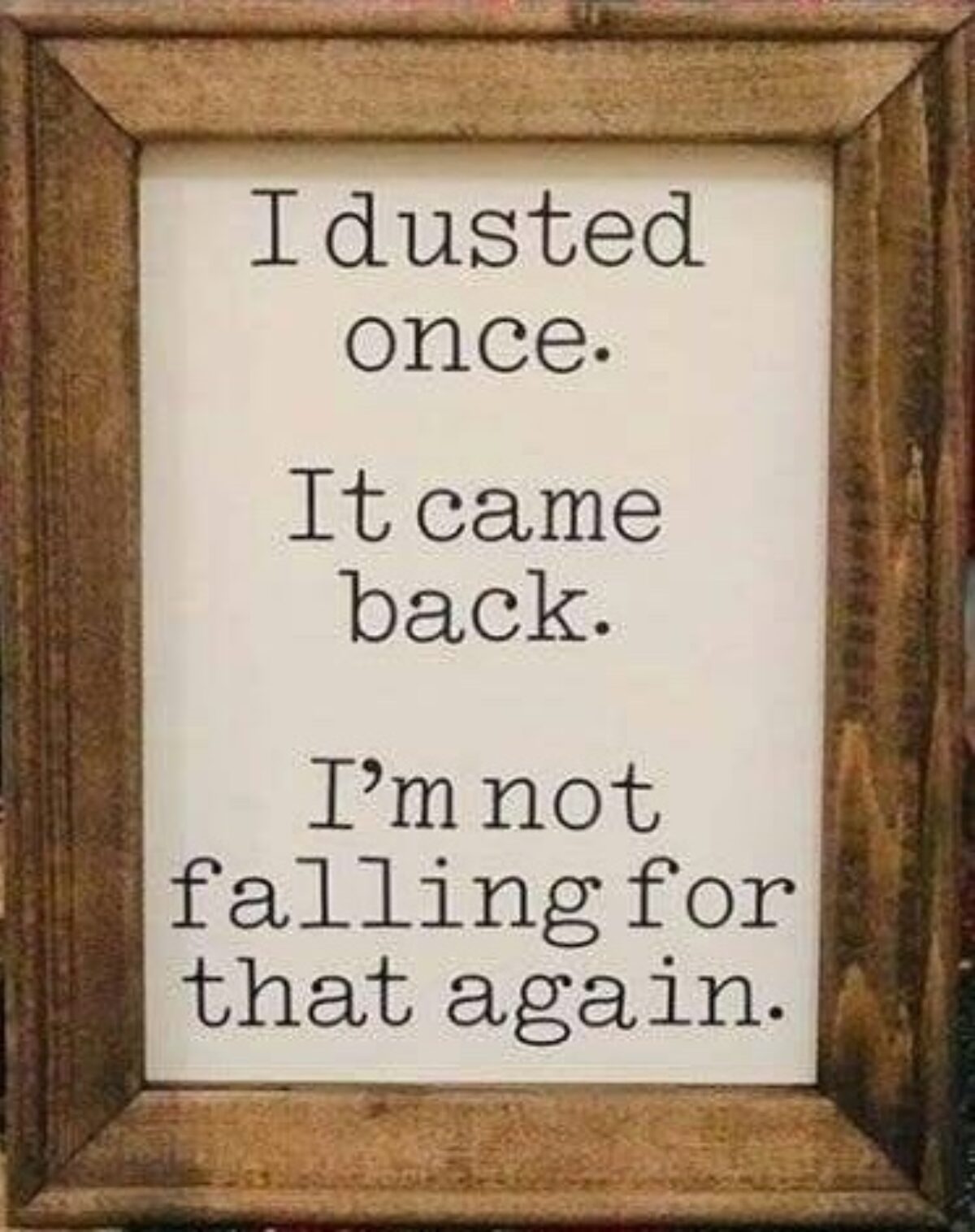 I dusted once